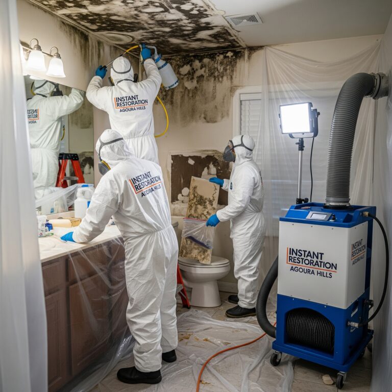 Removing water damage from drywall during a mold remediation project in los angles