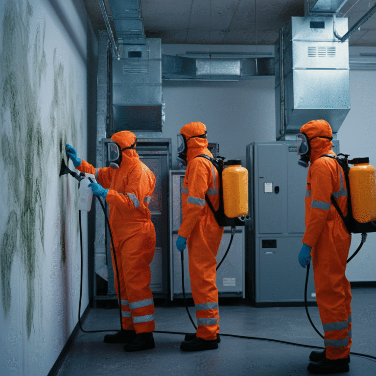 Instant Restoration performing mold remediation in Woodland Hills home