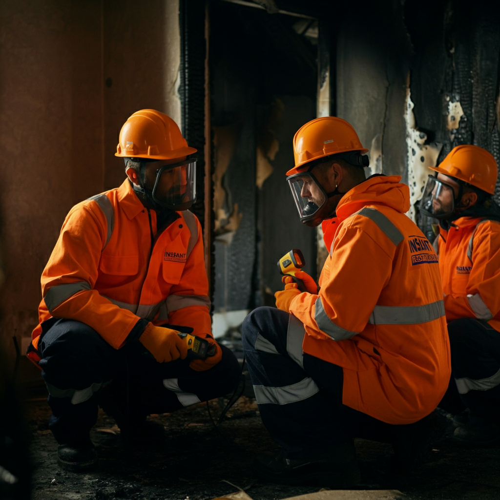 Instant Restoration team performing smoke damage cleanup in Thousand Oaks home