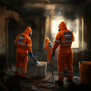 Instant Restoration team performing commercial mold remediation in Los Angeles office building