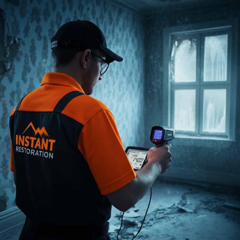 Instant Restoration team performing certified mold remediation in Beverly Hills home