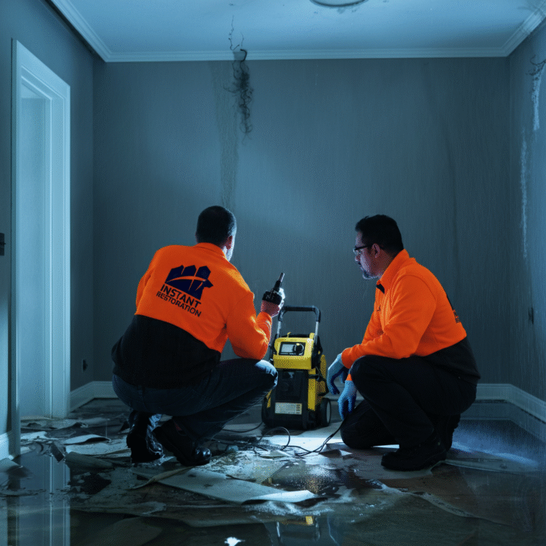 Instant Restoration team performing water damage cleanup in Thousand Oaks home