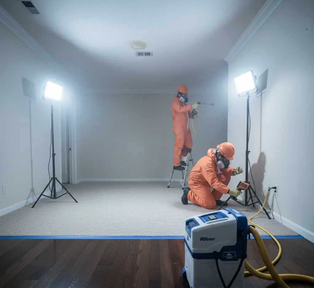 Technicians performing sanitization, mold prevention, and reconstruction planning after water damage in Los Angeles, Ventura County, and Orange County.