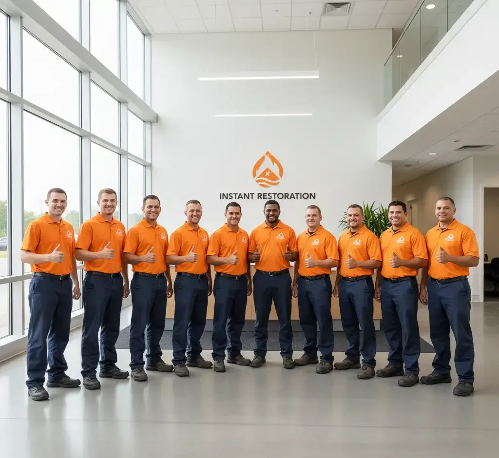 property damage restoration facility with service vehicles prepared for large-scale restoration projects in Los Angeles, Ventura County, and Orange County.