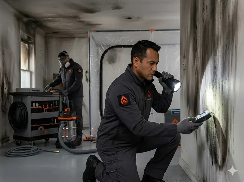 Smoke damage inspection and soot evaluation during restoration process